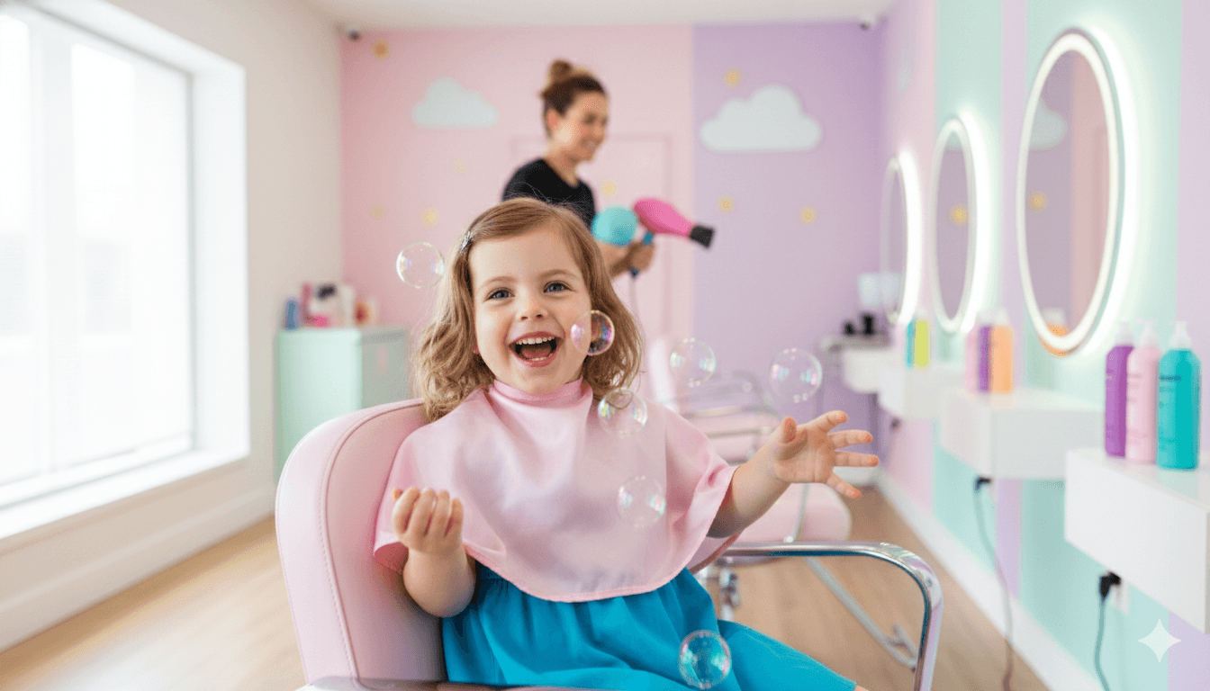 Happy child enjoying Little Locks services